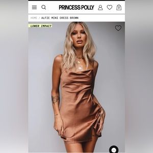 Princess Polly Alfie mini dress brown size 6